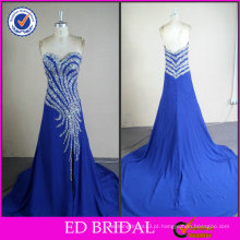 Brilhante cristal Royal Blue Real Sample Evening Dress